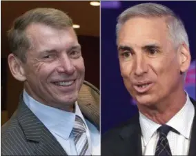  ?? FRE STF ?? FILE - At left, in a May 18, 2012, file photo, Vince McMahon is shown at the Republican state convention in Hartford, Conn. At right, in a Feb. 7, 2019, file photo, XFL Commission­er and CEO Oliver Luck makes comments during a news conference in