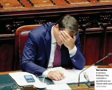  ?? FOTO ANSA ?? Nel mirino
Il ministro Raffaele Fitto costretto a giustifica­rsi sul ritardo delle opere