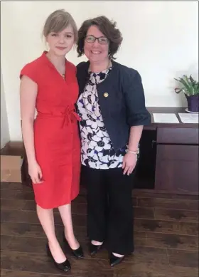  ?? SUBMITTED PHOTO ?? Owen J. Roberts High School senior Lilly Minor with state Rep. Danielle Friel Otten, who is sponsoring a bill to require free access to feminine hygiene products in schools.
