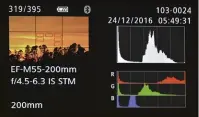  ??  ?? The replay options include histograms plus a highlight warning, focus points (shown in the thumbnail) and guide grids.