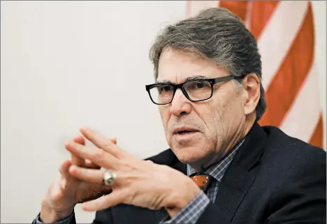  ?? KAMRAN JEBREILI/AP ?? Outgoing U.S. Energy Secretary Rick Perry said he advised President Donald Trump to call Ukrainian President Volodymyr Zelenskiy on the grounds of the country’s energy needs.