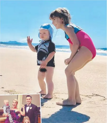  ?? Main picture: @HARTLUCK/INSTAGRAM ?? Jameson and Willow, Pink and Carey Hart's children, on the beach south of Byron Bay. Left: The family together backstage at the Grammys in January.