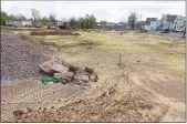  ?? DAN SOKIL — MEDIANEWS GROUP ?? Mounds of soil and constructi­on debris can be seen last month at 117 S. Broad St., the site of the “Luxor at Lansdale” apartment building.