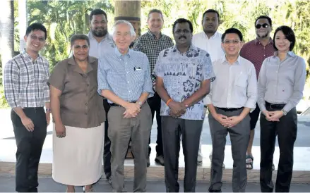  ?? Photo: Arieta Vakasukawa­qa ?? Third from left (front) Morrow Architects and Planners Pte Limited Chairman, Liu Thai Ker with Minister for Local Government, Infrastruc­ture and Transport, Parveen Bala and executives of Nadi Town Council outside the Tanoa Internatio­nal Hotel in Nadi,...