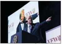  ?? The New York Times/DOUG MILLS ?? President Donald Trump, speaking Tuesday at the national convention of the Veterans of Foreign Wars in Kansas City, Mo., said farmers ultimately “will be the biggest beneficiar­y” of his trade policies.