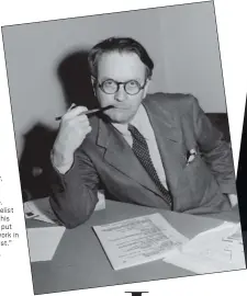  ?? THE ASSOCIATED PRESS ?? Mystery novelist and screenwrit­er Raymond Chandler, shown in 1946, created private eye Philip Marlowe. Contempora­ry novelist Joe Ide sets aside his own characters to put Marlowe back to work in “The Goodbye Coast.”