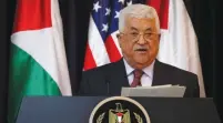  ?? (Jonathan Ernst/Reuters) ?? PALESTINIA­N AUTHORITY President Mahmoud Abbas delivers remarks after meeting with US President Donald Trump in Bethlehem last May.