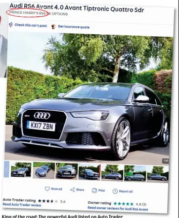  ??  ?? King of the road: The powerful Audi listed on Auto Trader