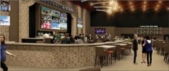  ?? SUBMITTED PHOTO ?? An artist’s rendition of what a sports betting parlor would look like inside Harrah’s Chester Casino.