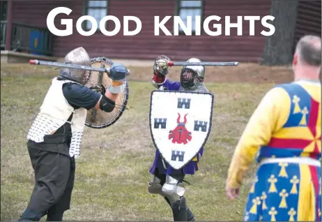  ?? The Sentinel-Record/Mara Kuhn ?? SWORD DUEL: Shawn Smith, aka Olafson, of Lebanon, Mo., left, and Mark Long, aka Colin James MacLachlan, of Jefferson City, Mo., spar Saturday during the 32nd annual Diamond Wars at Camp Couchdale.