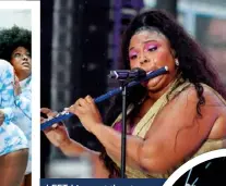  ??  ?? LEFT: Lizzo set the stage alight at this year’s MTV VMAs. ABOVE: She’s a classicall­y trained artist. RIGHT: With rapper Lil Nas X.
