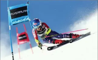  ?? MILLO MORAVSKI, GETTY IMAGES ?? American skier Mikaela Shiffrin shows good form in taking top spot during the Audi FIS Alpine Ski World Cup women’s giant slalom Tuesday in Courchevel, France.