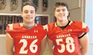  ?? MICHAEL OSIPOFF/POST-TRIBUNE ?? Andrean juniors Joe Calacci, left, and Charlie Koeppen have made an impact at the Merrillvil­le, Indiana, school after transferri­ng from Stagg.