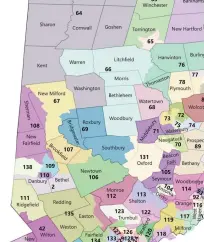  ?? Contribute­d photo ?? The state’s new house district lines in the Danbury area.