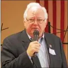  ?? CHRIS BARBER — DIGITAL FIRST MEDIA ?? Speaker/author Samuel Waltz Jr. addressed the luncheon on the subject of vindicatin­g the Pearl Harbor commanders.