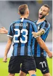  ?? FOTO: DPA ?? Inters Nicolo Barella und Marcelo Brozovic jubeln.