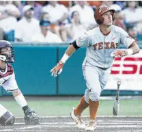  ?? Tom Reel / San Antonio Express-News ?? Kody Clemens watches his first inning homer sail out of the park during the Longhorns’ rout of rival Texas A&amp;M.