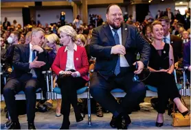  ?? ?? Giant presence: Ruslan Stefanchuk with (from left) Ignazio Cassis, Ursula von der Leyen and Irene Kalin at the conference