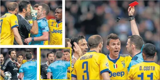  ??  ?? LA IRA DE BUFFON. El capitán de la Juventus vio la roja tras el penalti por encararse con Michael Oliver y gritarle a la cara: “¡Vete a cagar!”.