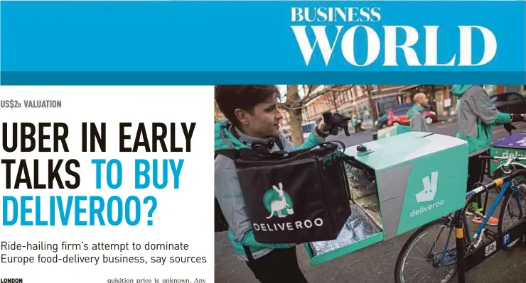  ?? BLOOMBERG PIC ?? Deliveroo is ubiquitous in Europe’s capitals and its services are available in more than 200 cities on four continents.