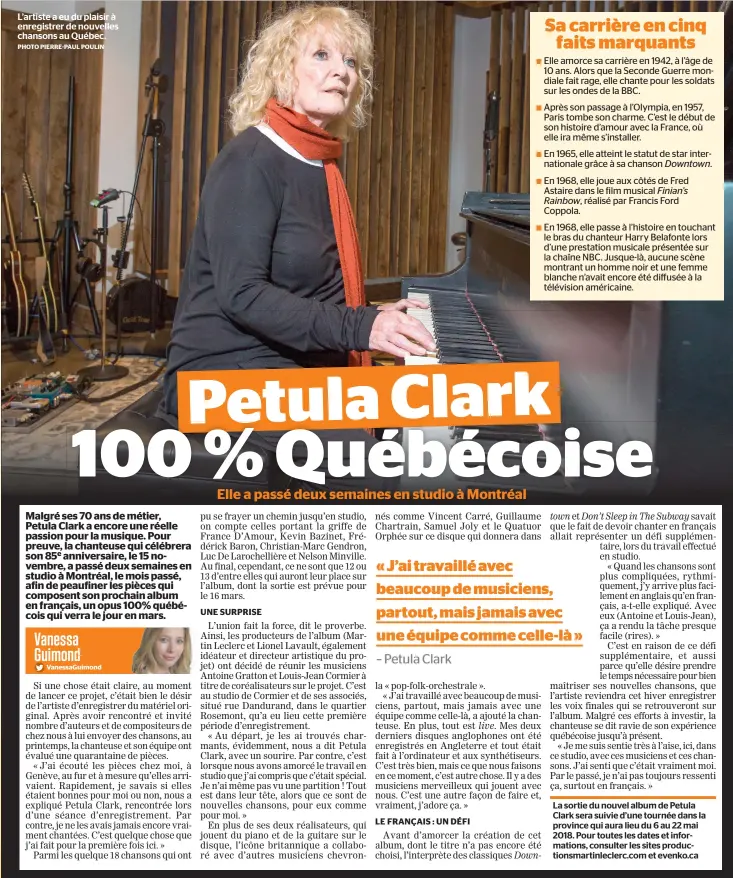  ?? PHOTO PIERRE-PAUL POULIN ?? L’artiste a eu du plaisir à enregistre­r de nouvelles chansons au Québec.