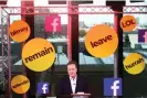  ?? ?? David Cameron, the then UK prime minister, takes part in a BuzzFeed News and Facebook Live EU referendum debate in 2016. Photograph: Facebook/Getty Images