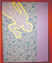  ??  ?? “Huella de alfombra”, una de las obras de Feliciano Centurión que se exponen en la Fundación Texo.