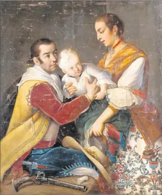  ?? LACMA ?? MIGUEL CABRERA, the greatest painter of his era in Mexico City, created this long-lost 1763
work as part of a set of casta paintings, a controvers­ial genre that depicted interracia­l marriages.