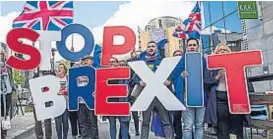  ?? (AP) ?? Contra el Brexit. Manifestan­tes proeuropeo­s, ayer, en Bruselas.