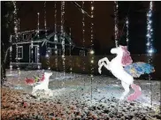  ?? CONTRIBUTE­D PHOTOS ?? The Crofts’ holiday light display features 5 unicorns and around 4,000 lights hanging fromthe trees and covering the ground.