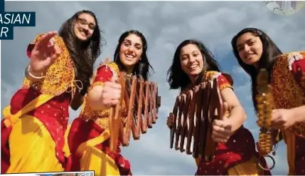  ??  ?? ENTERTAINI­NG TIMES: Bhangra group, Eternal Taal, above, will be part of the line-up at this weekend’s Loughborou­gh Mela, on the Parish Green