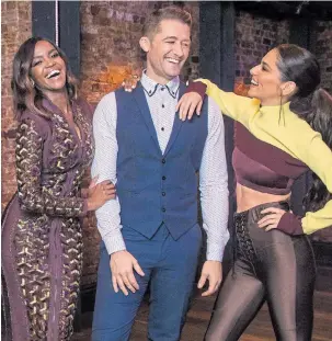  ??  ?? Oti Mabuse, left, Matthew Morrison and Cheryl will be dance captains on show