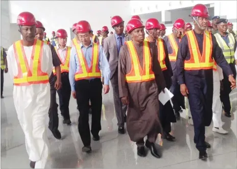  ?? Photo: Chris Agabi ?? From left: The Permanent Secretary, Ministry of Transporta­tion, Alh. Sabiu Zakari, Managing Director CCECC, Mr. Jack Li, the Managing Director, Federal Airports Authority of Nigeria (FAAN) Engr. Saleh Dunoma and Minister of State, Aviation, Sen. Hadi...