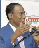  ?? (Photo: JIS) ?? Finance and the Public Service Minister Dr Nigel Clarke emphasises a point while addressing the Private Sector Organisati­on of Jamaica annual economic forum at The Jamaica Pegasus hotel in New Kingston, yesterday.