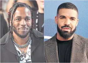  ?? THE ASSOCIATED PRESS ?? In 2024, with the world burning in so many ways, this Kendrick Lamar, left, and Drake dispute smacks of self-indulgence and a lack of control, writes Vinay Menon.