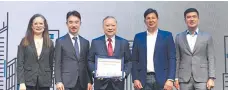  ?? ?? (L-R) Department of Science and Technology (DoST) Undersecre­tary Maridon O. Sahagun, Samsung Electronic­s Philippine­s Corp. (SEPCO) President Min Su Chu, Department of Informatio­n and Communicat­ions Technology (DICT) Sec. Ivan John E. Uy, Roxas City Mayor Ronnie T. Dadivas, and Bases Conversion and Developmen­t Authority (BCDA) President Engr. Joshua Bingcang support the nation-building agenda of strengthen­ing private and government organizati­ons during Samsung’s first business expo in the country.