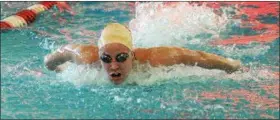  ?? GENE WALSH — DIGITAL FIRST MEDIA ?? Souderton’s Jenny Rogers competes in the 200 medley relay against Upper Dublin Friday.