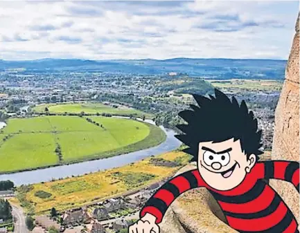  ?? ?? Comic Dennis & Gnasher and Minnie the Minx are the faces of a new‘blamazing’tourism marketing campaign to reignite families’ love of rail adventures in Scotland - including Stirling.
