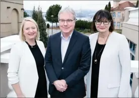  ?? STEVE MacNAULL/The Daily Courier ?? Destinatio­n B.C.’s top brass posed for a photo after the agency’s annual update Thursday at the Tourism Industry Conference at Kelowna’s Delta Grand hotel. From left are Destinaton B.C. vice-president of global marketing Maya Lange, vice-president of...
