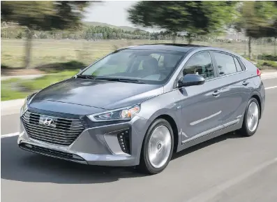  ??  ?? The Ioniq Hybrid uses a dual-clutch transmissi­on, rather than the continuous­ly variable unit typically used in hybrids.