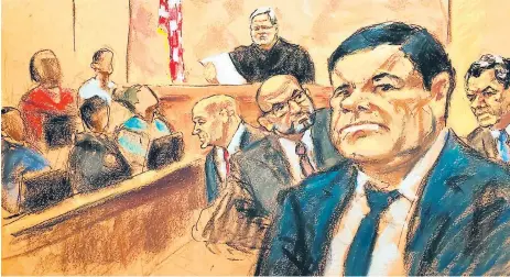  ?? Efe ?? FINAL. Imagen del último día del juicio contra El Chapo, cuando el jurado de 12 personas lo declaró culpable en los 10 cargos.