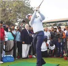  ?? AFP ?? Cho Minn Thant, COO of Asian Tour Golf, tees off the opening shot of the Asian Tour event in Karachi yesterday.