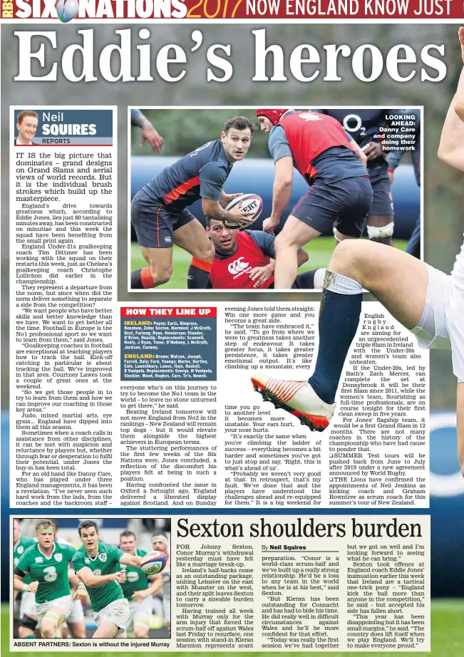  ??  ?? ABSENT PARTNERS: Sexton is without the injured Murray LOOKING AHEAD: Danny Care and company doing their homework