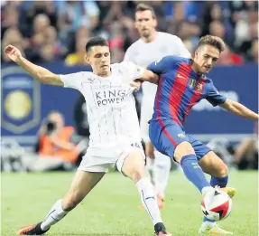  ?? PLUMB IMAGES/LEICESTER CITY/GETTY IMAGES ?? BIG STAGE: Bartosz Kapustka playing for Leicester City against Barcelona in Sweden in the Internatio­nal Champions Cup in 2016