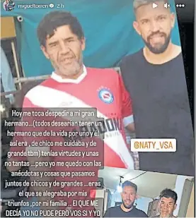  ?? ?? Posteo. Torren publicó una foto con su hermano y un mensaje en redes.