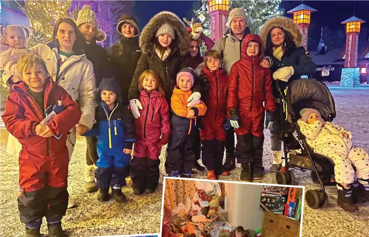  ?? ?? Festive fun: Noel and Sue enjoy a trip to Lapland with some of their children