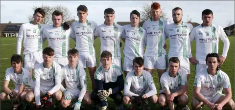  ??  ?? The St. Peter’s team before the home win against St. Mary’s (Edenderry). Back (from left): Justin Moran, Jack O’Leary, Jude Bates, Leigh Whelan, Conor Kehoe, Shane Pettit (capt.), Leigh Newport, Dylan O’Neill. Front (from left): Luke Kavanagh, Conor Mahoney, Zac Firman, Cian Byrne, Stuart Hession, Hugh Peter Manley, James O’Leary.