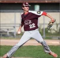  ?? Photo by Jerry Silberman / risportsph­oto.com ?? Mount St. Charles Ryan Kenney allowed two runs and six hits in a complete-game defeat for Navigant Post 85 Tuesday night against West Warwick Post Two.