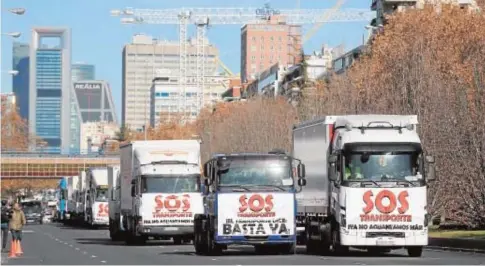  ?? // EP ?? Una manifestac­ión de camioneros cortó las principale­s calles de Madrid esta semana