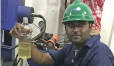  ??  ?? A staff of Fiji Coconut Millers during the commission­ing of the new Edible Oil Mill and launched the Coconut Cooking Oil Product by Fiji Coconut Millers PTE Ltd in Savusavu, June 1, 2020.